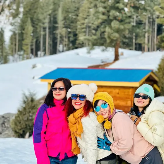 Guests enjoying the scenic views of Fairy Meadows, Pakistan