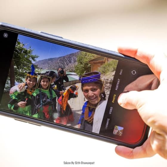 Kalash people in traditional clothing in Chitral, Pakistan