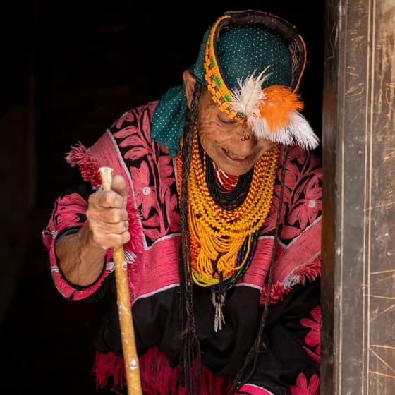 Kalash people in traditional clothing in Chitral, Pakistan